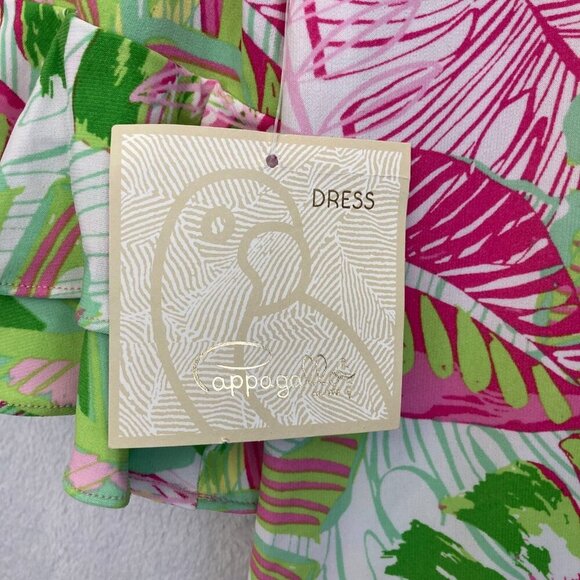 NWT Pappagallo Erika Flutter Sleeve Tropical Shift Dress Medium M Green Pink - Picture 11 of 11